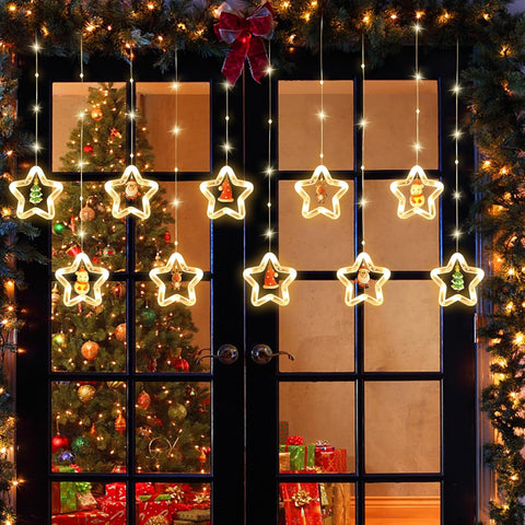 LED Stars Curtain Lights 3.5Mx3.5M Warm White USB Battery 8 Modes