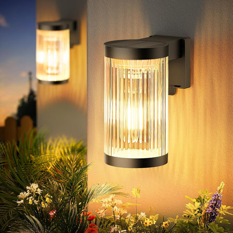 Solar Wall Lantern Outdoor LED Light 5W IP65 Waterproof Warm White Fixture