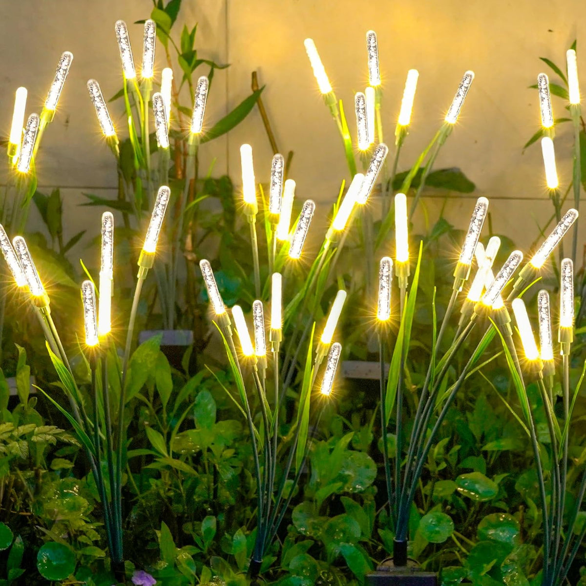 Solar Swaying Firefly Garden Lights, Acrylic Outdoor Decor (4 Pack)