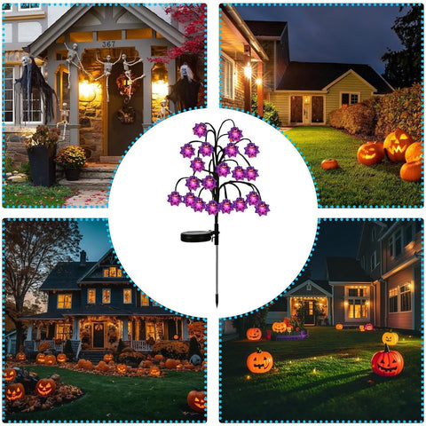 Halloween Solar Lights Stake, LED Tree Stump Garden, Outdoor Pathway Decor