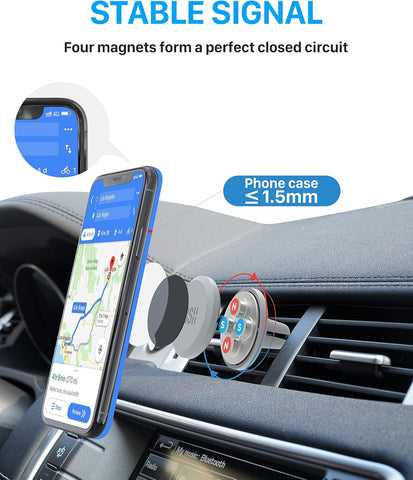 YOSH Magnetic Car Phone Holder Air Vent Mount – Upgraded Strong N50 Magnets, Anti-Slip Silicone, One-Handed Operation