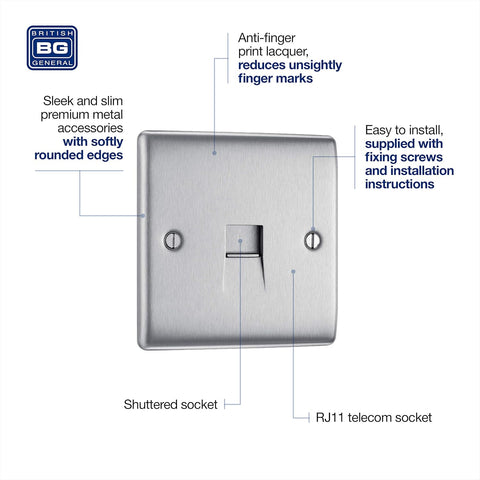 BG Electrical RJ11 Single Telephone Socket