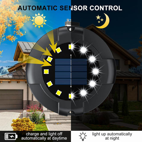 Solar Pathway Lights 12 Pack, 4.3 inch 16 LEDs Solar Ground Lights