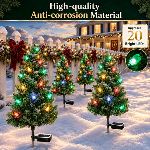 2 Pack Solar Christmas Tree Lights Decorations-Waterproof XS Pathway Lights
