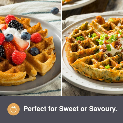 Double Waffle Maker – 1200W Belgian & American Waffle Iron with Non-Stick Plates, Auto Temperature Control, Cool Touch Handle – Silver