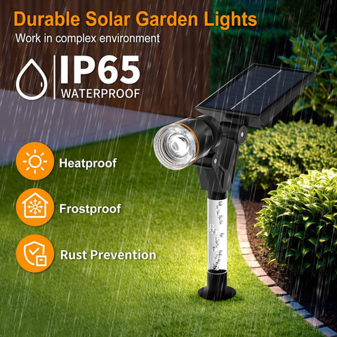 HAMLITE Solar Spotlights Outdoor Garden, Garden Spot Lights 6000K, Solar Lights Outdoor Waterproof, Dimmable Wall Lights for Outside, Spot Landscape Lighting for Pathway, Driveway, Patio - 2 Packs