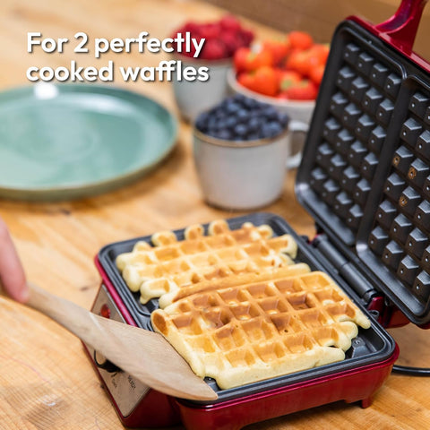 Waffle Maker 1000W – Double Non-Stick Plates, Adjustable Temperature, LED Indicator, Cool-Touch Handle for Breakfast & Desserts
