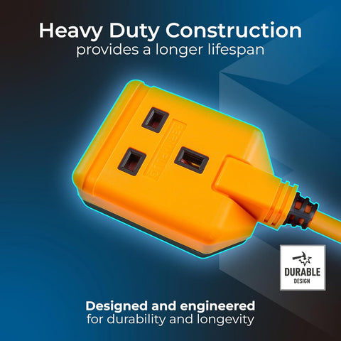Masterplug One Socket Single Extension Lead, 10 Metre Cable, Unswitched, Heavy Duty, Rewireable, 1-Way Plug Extension Cable, Work Power, Permaplug, Orange, 13A, 1G, 10m, EXS13110O