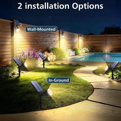 T-SUNUS Solar Garden Spotlights, 4 LED Yellow Solar Lights for Pathway Yard