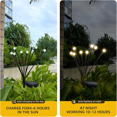 Jsdoin Solar Lights Outdoor Waterproof, Swaying Solar Garden Firefly Decorative Yard,Firefly Garden Lights Outdoor for Path Fence(2pack)