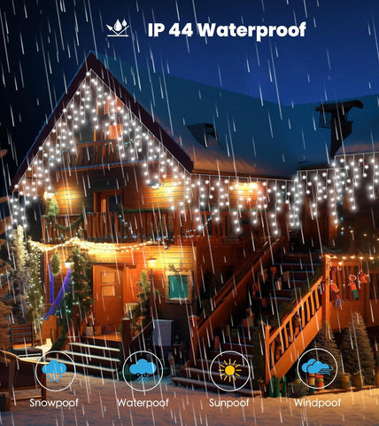 LITOHOM Icicle Outdoor Christmas Lights 460 LEDs 17.5M Cool White Waterproof