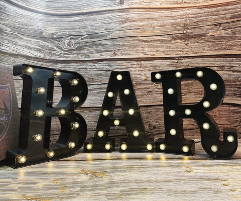 Black Alphabet Marquee Letters LED 26 Alphabet Light Up Letters with Diamond Bulb Battery Powered Led Letter for Wedding Birthday Christmas Home Bar Decoration Party Night Light (Black Letter R)