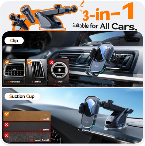 Auckly 15W Wireless Car Charger Phone Holder
