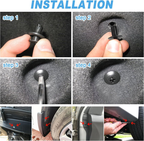 JatilEr 100 Pcs Universal Car Body Trim Clips – Black Nylon Rivet Fasteners