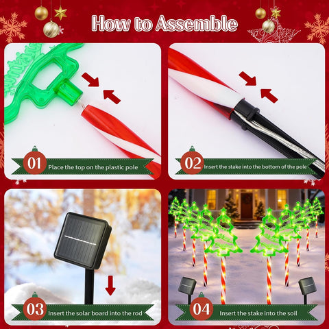 10 Pack Solar Christmas Tree Stake Lights Outdoor Christmas Decorations
