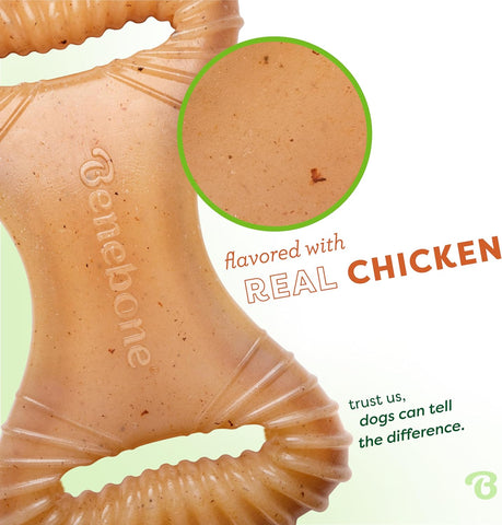 Benebone Indestructible Dental Dog Chew Toy for Aggressive Chewers, Long Lasting Tough Boredom Breaker for Dogs, Real Chicken Flavour, For Small Dogs