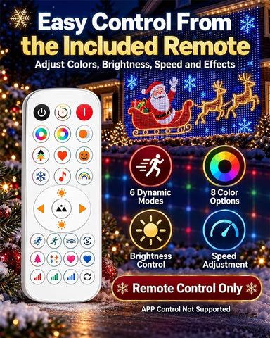 3m x 3m Smart RGB Christmas LED Curtain Lights – 400 LED Outdoor Wall & House Net Lights with App, Remote, Timer & Custom Patterns - Turn Your Home Into a Christmas Light Show