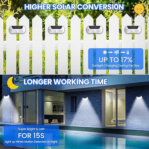 Motion-activated Solar Wall Light illuminating a driveway at night

