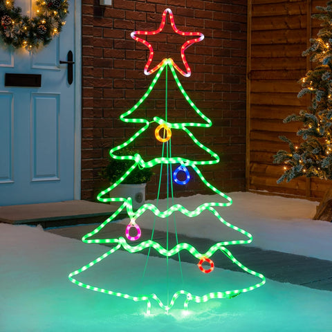 Christow Christmas Tree Silhouette Light – 85cm Multi-Coloured LED Rope Light