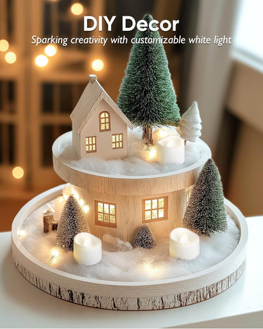 24 Pack Cool White LED Flameless Tea Lights, Battery Operated Flickering Candles with Long Battery Life for Wedding & Holiday Décor