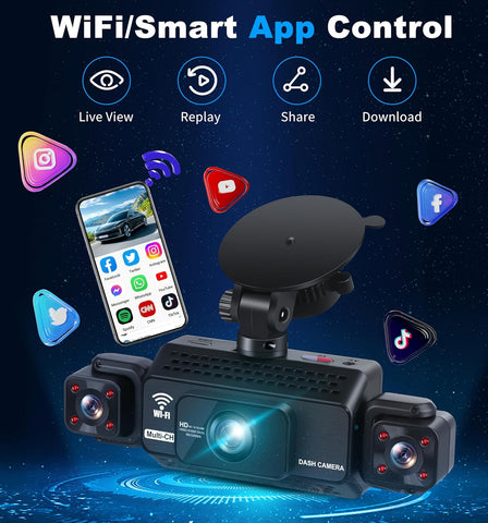 GEMEK 4-Channel 2K Dash Cam 360° View with 5G WiFi & APP Control