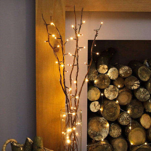 5 x 87cm Decorative Christmas Willow Twig Branch Lights with Mains Powered 50 x Warm White LEDs Indoor Decorative Home Accessory