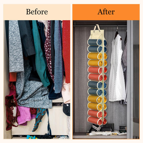 Lirex 24-Pocket Hanging Leggings Organiser – Black Oxford Cloth Closet Storage for Jeans, Shirts and Accessories