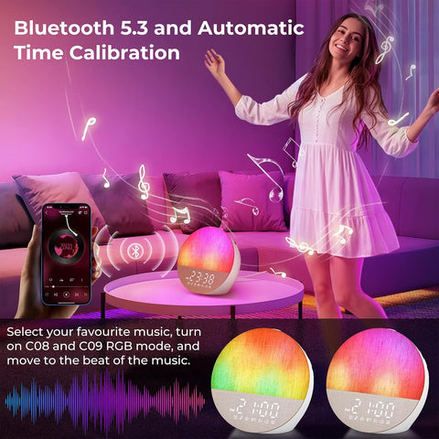 Famgoods Sunrise Alarm Clock Wake-Up Light – Bluetooth 5.3, Dual Alarms, 18 Lighting Modes & Natural Sounds – Make Waking Up Feel Less Like a Chore