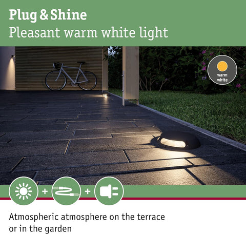 Paulmann 93920 Outdoor Plug & Shine Ground Surface-Mounted luminaire IP67 2x350lm 3000K 2x3W 24V 180° Anthracite alu