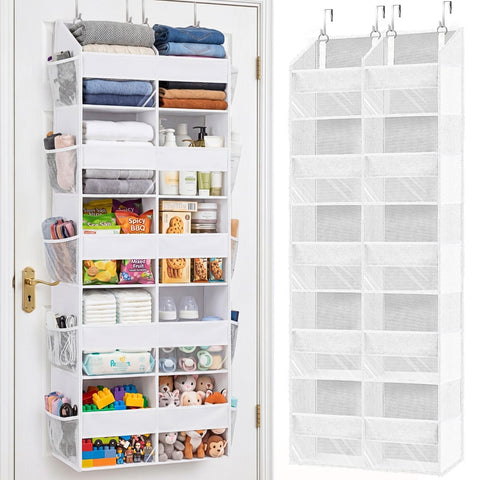 Ofiray-Home Over The Door Storage Organiser – 5-Tier, 10 Compartments, Pink Hanging Storage with 10 Side Pockets