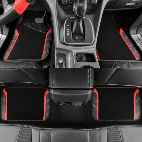 Leather Steering Wheel Cover and Car Floor Mats Set
