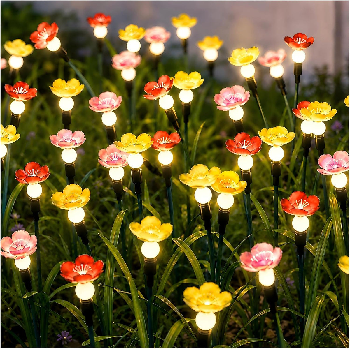 Solar Garden Lights 4 Pack, Swaying Flower Firefly Stake Lights