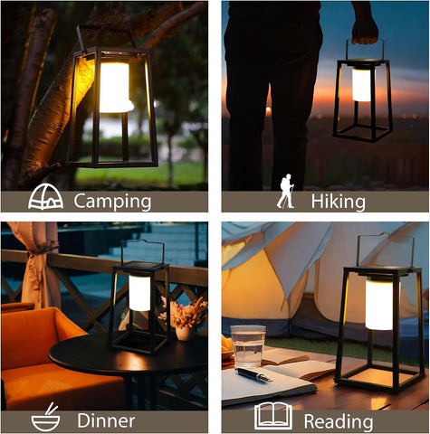 TRIROCKS Birthday Gifts for Women Mum Grandma 38 cm H Solar Outdoor Lantern Garden Ornaments, IP44 Waterproof Metal Hanging Garden Lights , Solar Lanterns for Outside Patio Yard Pathway Decor (Black)