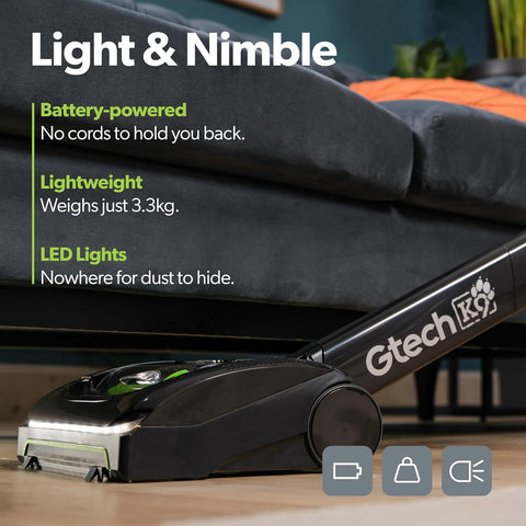 Gtech AirRAM MK2 K9 Lightweight Cordless Vacuum Cleaner Grey/Green