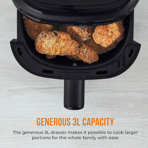 Tower T17125 Vortx 3L Digital Air Fryer – 1200W, Colour Display, Touch Controls & 7 One-Touch Presets, Healthy Low-Oil Cooking, Black