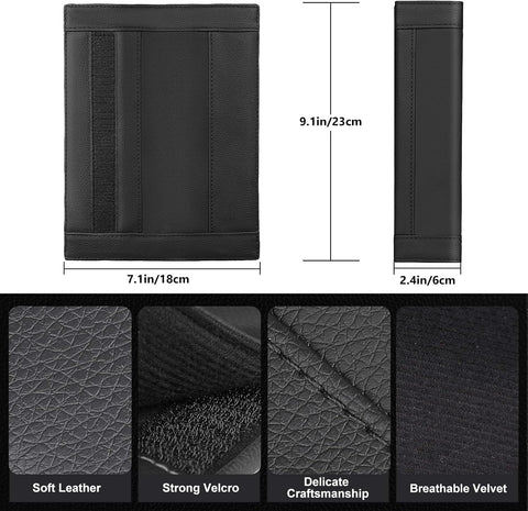 COFIT Car Seat Belt Pads – Microfiber Leather Shoulder Strap Covers – Black (2 Pack)