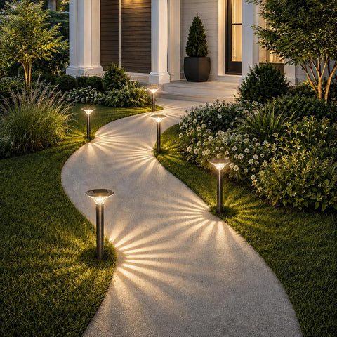 Solar Pathway Lights, 4 Pack Warm White Garden Lights, Water Ripple
