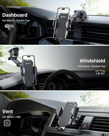 Andobil 3-in-1 Car Phone Holder Military-Grade Strong Suction