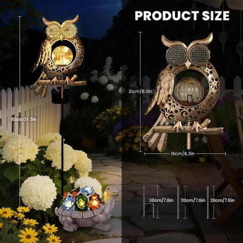 Solar Lights Outdoor Garden-Weatherproof Owl Solar Garden Lights with Auto On/Off, 2 Mode LED Lights, Dynamic Eye Lighting for Patio, Yard, Pathway, Birthday Gifts for Women, Mum