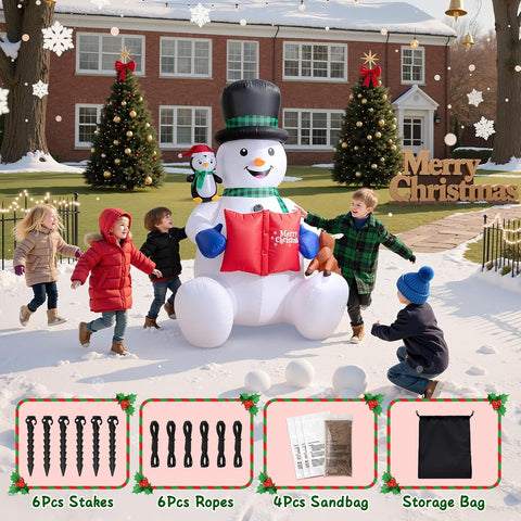 7 FT Large Inflatable Snowman with Rotating LED Lights – Outdoor Xmas Decoration