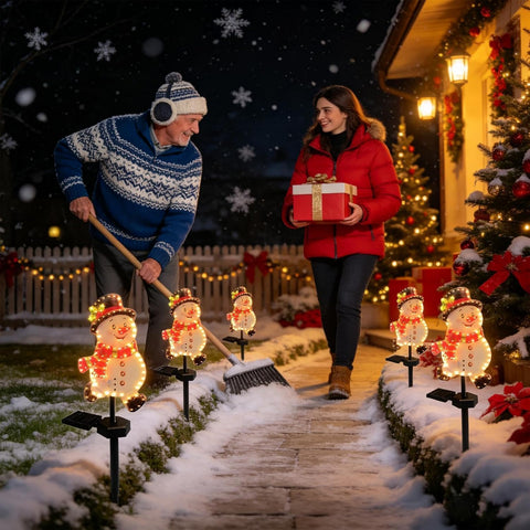 Solar Christmas Lights - 2-Piece Waterproof Outdoor Garden Stake, Warm