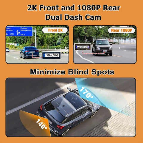 Diamond Lark LF-D518 Dual Dash Cam 2K Front & 1080P Rear with WiFi