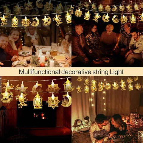 Ramadan Eid Mubarak String Lights – 1.5M Star Moon LED Fairy Lights with 10 LEDs, Battery Powered Decoration for Home & Parties