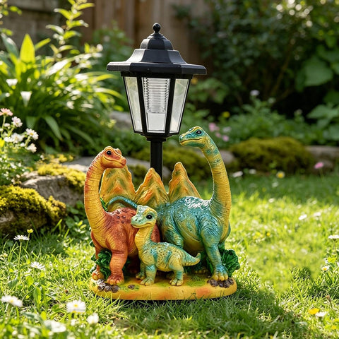 Dinosaur Garden Sculpture Solar Dinosaur Ornament Prehistoric Lawn Decor