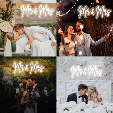 Mr and Mrs 20-Inch LED Neon Wedding Sign, Adjustable Brightness, Modern Decorative Light for Engagement, Bridal Shower, Anniversary, Hen Party and Wedding Reception Decor