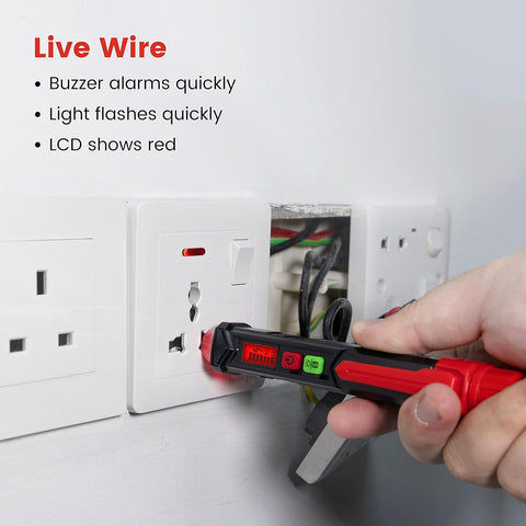 KAIWEETS HT100 Voltage Tester, Dual-Range 12V-1000V/48V 1000V Non-Contact Electrical Tester, Voltage Sensitivity Electric Compact Pen with NCV, LED Flashlight, Buzzer Alarm, Wire Breakpoint Finder