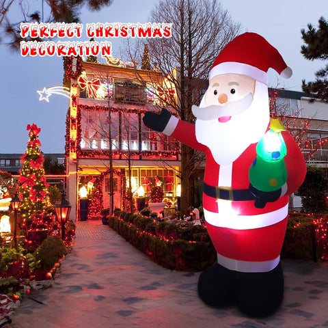 8FT Inflatable Santa Claus Christmas Decoration with LED Light - Red