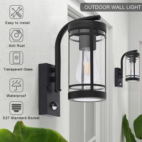 Black IP44 wall-mounted lamp

