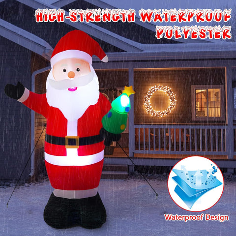 8FT Inflatable Santa Claus Christmas Decoration with LED Light - Red