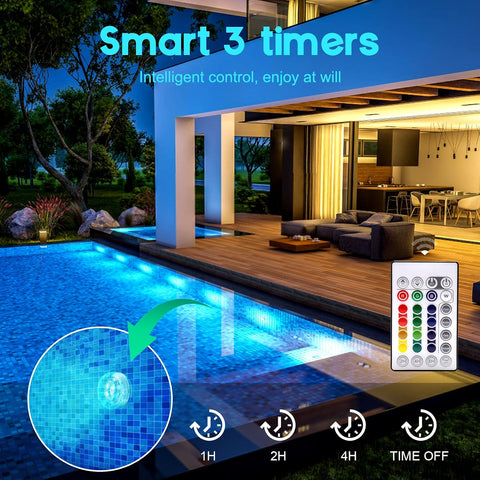 4 Pack RGB Waterproof Submersible LED Underwater Lights with Remote Control – Battery Operated Colour Changing Lights for Vases, Bowls, Ponds, Pools & Aquariums